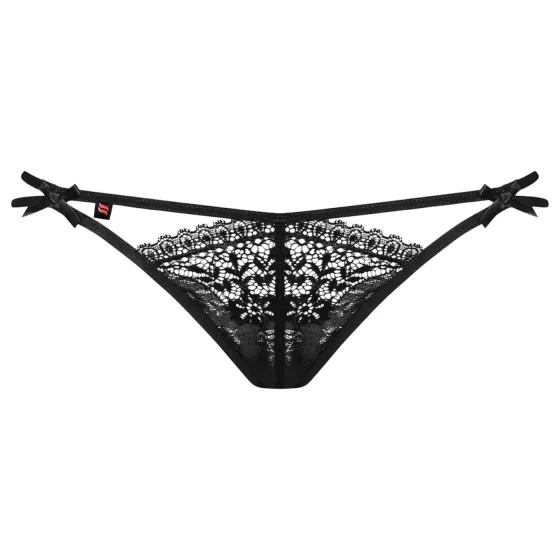 Obsessive Intensa - Double Strap Lace Thong (Black) - L/XL