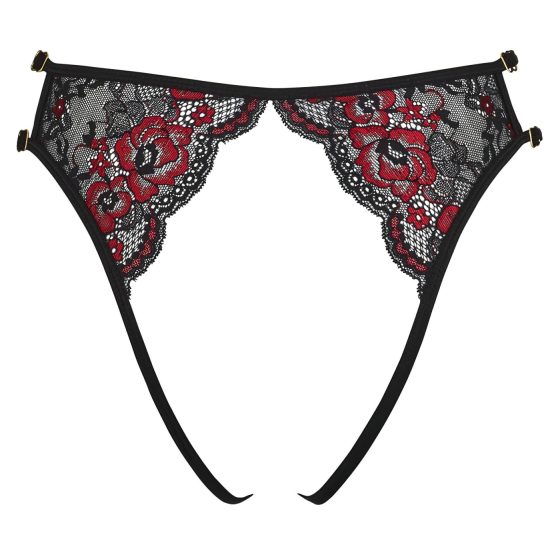 Cottelli - Rosy Open-Front Panty - Black (S-L)
