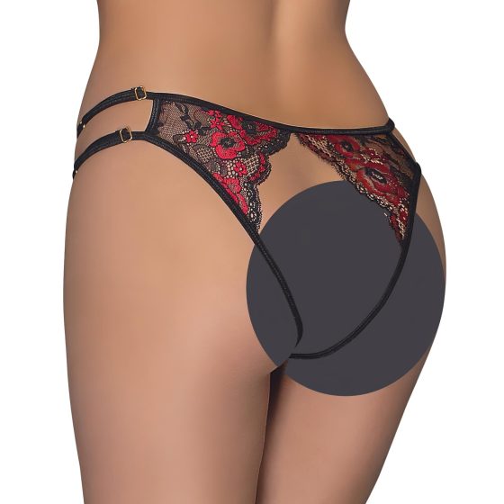 Cottelli - Rosy Open-Front Panty - Black (S-L)