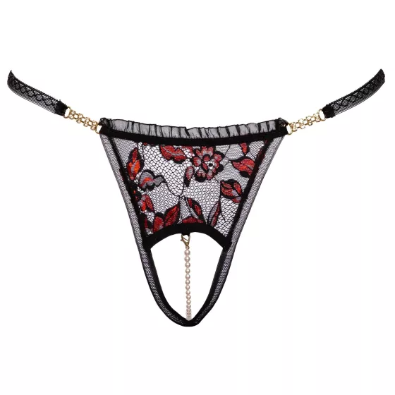 Cottelli - Luxury Black Rose Pearl Thong