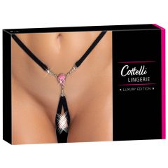   Cottelli - Open-Front Thong with Sparkling Stone - Black (S-L)
