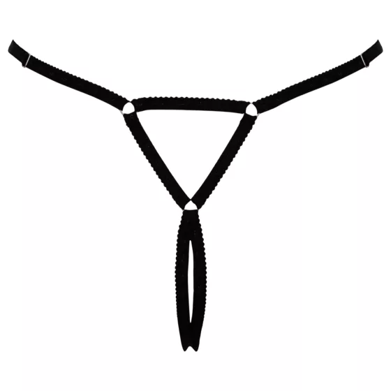 Cottelli - black open G-string thong with sparkling jewel (S-L)
