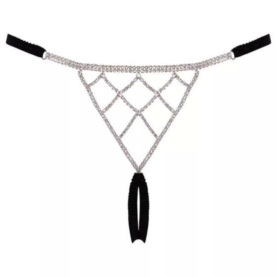 Cottelli - Open Thong with Silver Accent - Black (S-L)