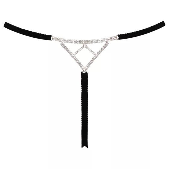 Cottelli - Open Thong with Silver Accent - Black (S-L)