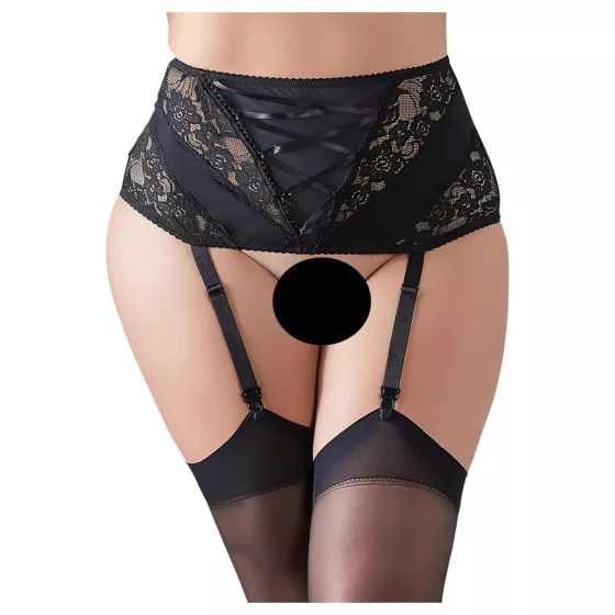 Cottelli Plus Size - Lace Corset Garter Belt (Black) - XL