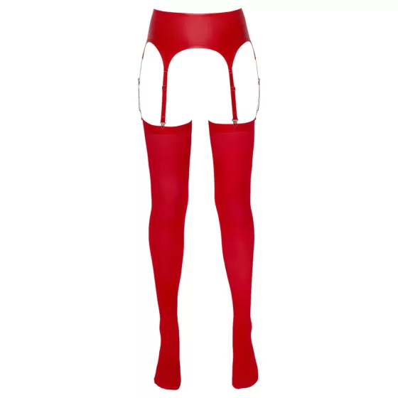 NO:XQSE - Shiny Garter Belt Set (Red) - L/XL