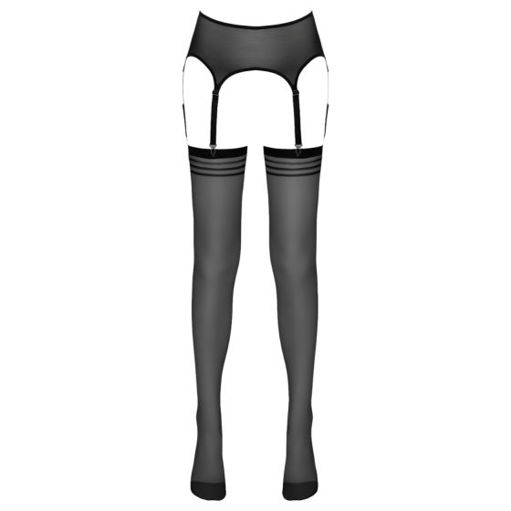 NO:XQSE - Striped Stockings with Garter Belt (Black)