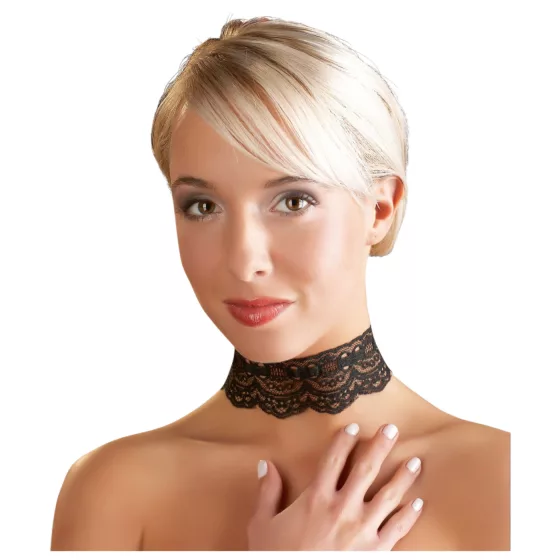 Cottelli - faux leather lace collar, BDSM costume accessory