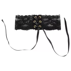 Cottelli - Wide Lace-Up Lace Choker (Black)
