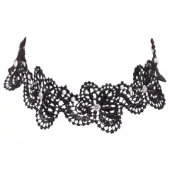 Cottelli - Lace & Beaded Choker (Black)