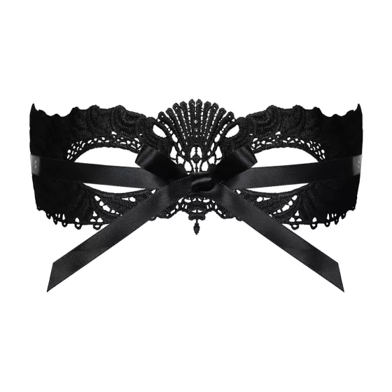 Obsessive - Embroidered Venetian Mask (Black)
