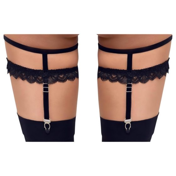Cottelli - Decorative Black Lace Garter Belt