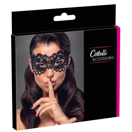 Cottelli - Elegant Embroidered Lace Mask (Black)