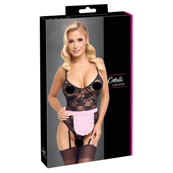 Cottelli - Sheer Maid Costume (Black-Pink)