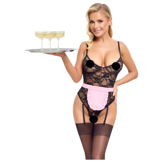 Cottelli - Sheer Maid Costume (Black-Pink)