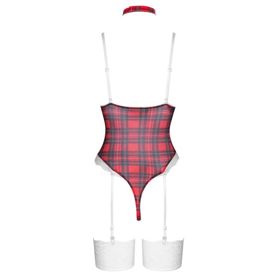 Cottelli - Red Plaid Bodysuit Set - M