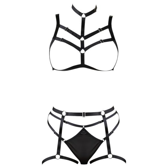 Cottelli - Black Decorative Lingerie Trio Harness (S-L)