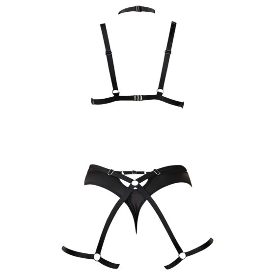 Cottelli - Black Decorative Lingerie Trio Harness (S-L)