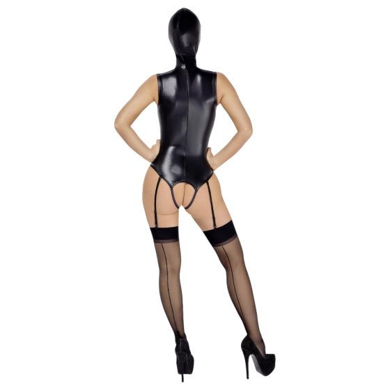 Bad Kitty - Open-Front Body Suit & Mask (Black) - L