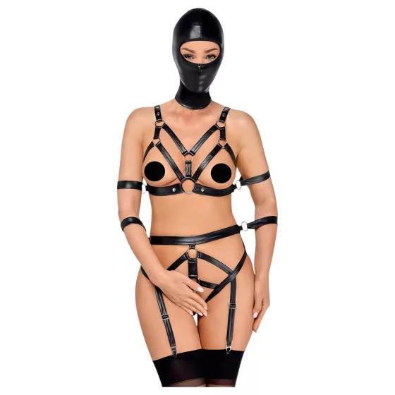 Bad Kitty - Body Harness Set and Mask (Black) - S