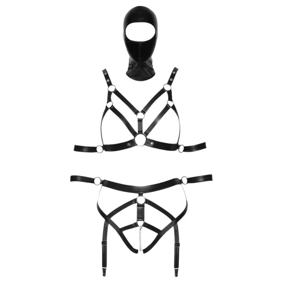 Bad Kitty - Body Harness Set and Mask (Black) - S