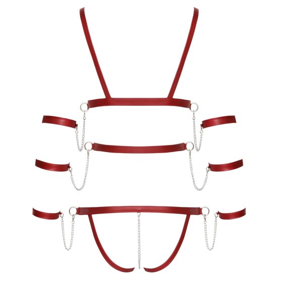 Bad Kitty - Red Studded Bondage Bodysuit