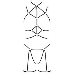 Cottelli - Decorative Body Harness and Thong (Black) - S-L 