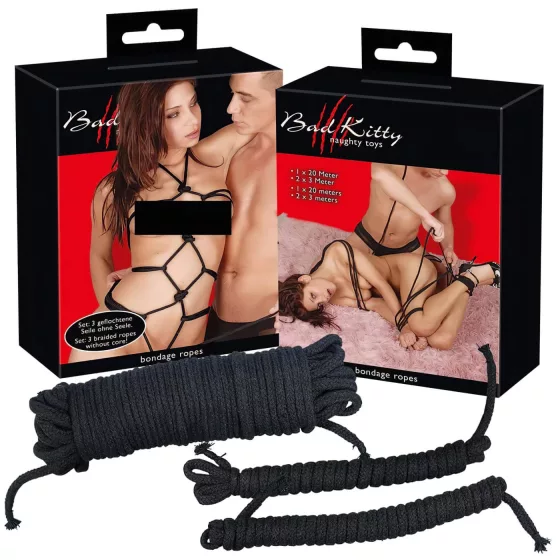Bad Kitty - bondage rope set (20 m + 2 x 3 m, black)