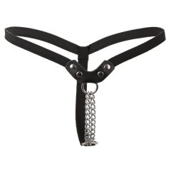Fetish - thong with rivets and chain - black (S-L)