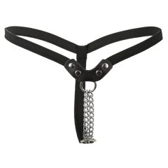 Studded and Chained Thong - Black (S-L) 