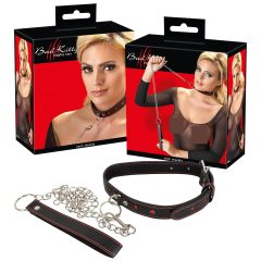 Bad Kitty - Heart Collar and Metal Leash (Black)