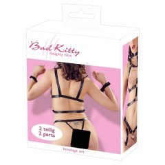   Bad Kitty - Studded Body Harness Set with Wrist Cuffs (Black)