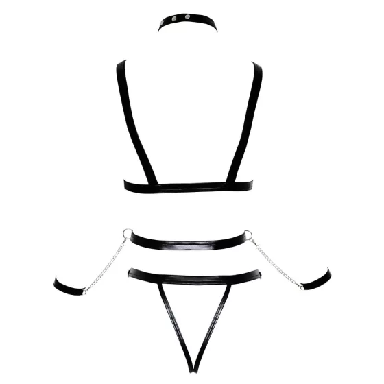 Bad Kitty - Studded Body Harness Set with Wrist Cuffs (Black)