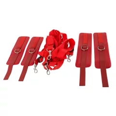   Bad Kitty - Velcro Fastening, Faux Leather Bed Restraint Set (Red)