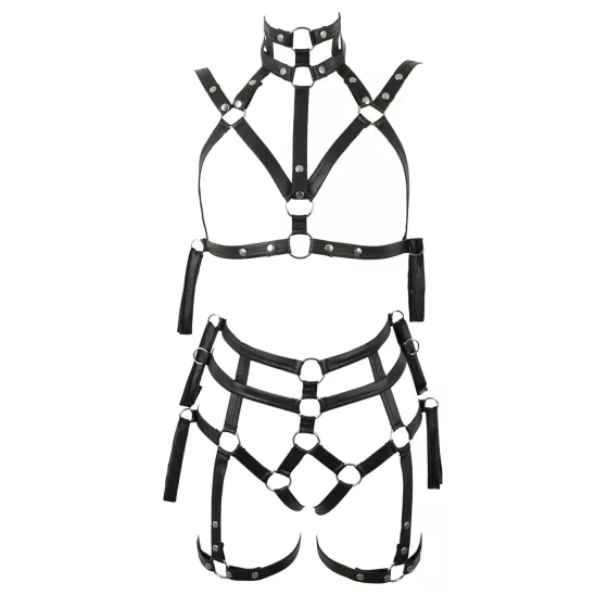 Bad Kitty - bondage body harness bra set (black) - L/XL