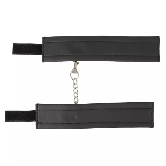 Vegan Fetish - Short Chain Handcuffs (Black) 