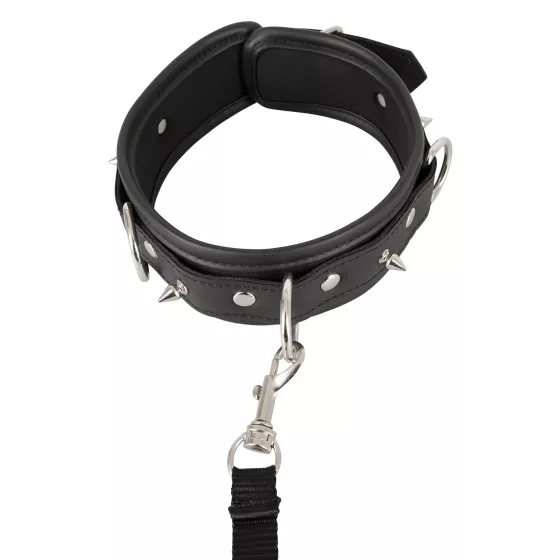 Vegan Fetish - Studded Collar with Leash (Black) 