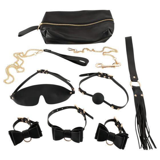 Bad Kitty - Bondage Set in a Bag - 7 Pieces (Black-Gold)