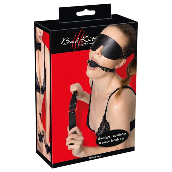 Bad Kitty - Bondage Set in a Bag - 7 Pieces (Black-Gold)