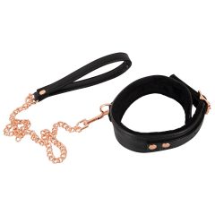 Bad Kitty - collar with metal leash (black and rose gold)
