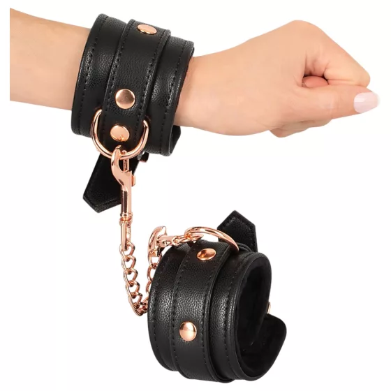 Bad Kitty - cuffs with chain (black-rose gold)
