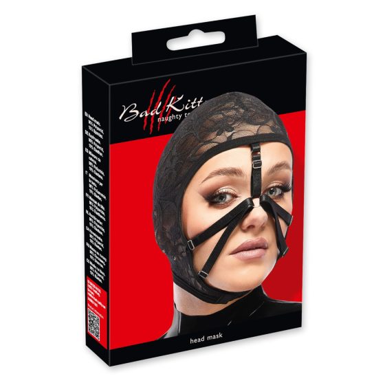Bad Kitty - Lace strappy head mask (black)