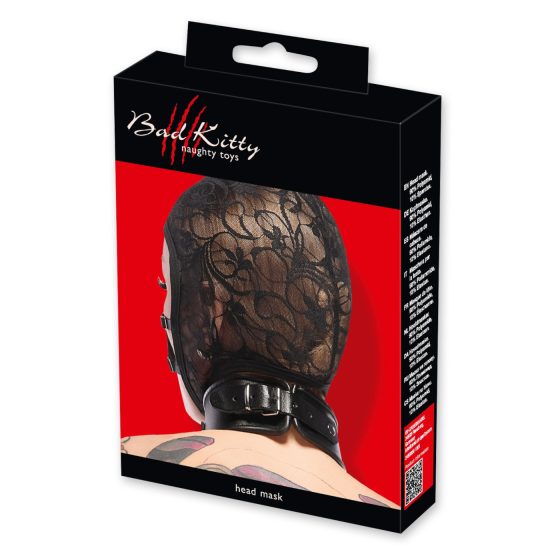 Bad Kitty - Lace strappy head mask (black)