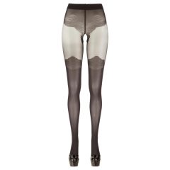 Cottelli - Patterned Open-Front Stockings (Black)