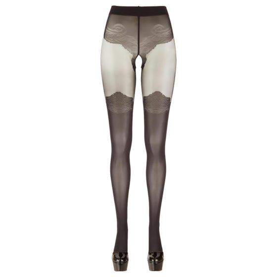 Cottelli - Patterned Open-Front Stockings (Black)