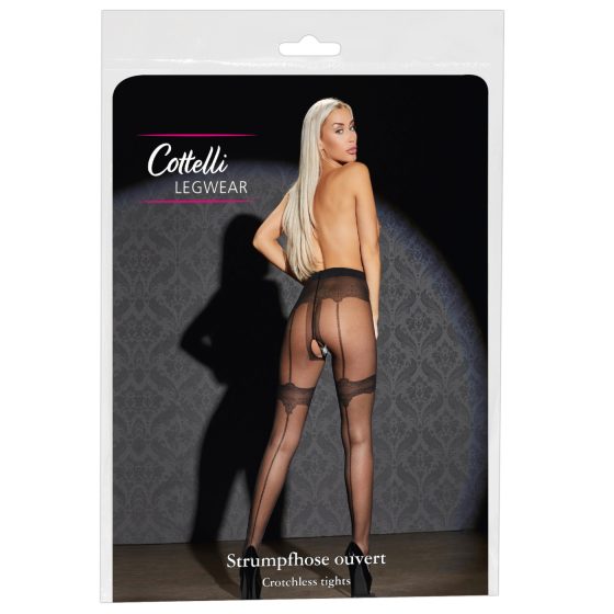 Cottelli - Exclusive Patterned Open Stockings (Black) - 5