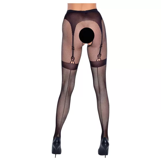 Cottelli Legwear - black open-crotch hold-up stockings (S-L)