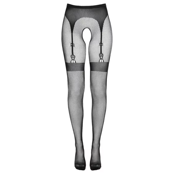 Cottelli Legwear - black open-crotch hold-up stockings (S-L)