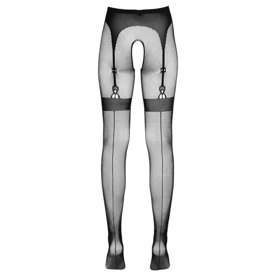 Cottelli Legwear - black open-crotch hold-up stockings (S-L)