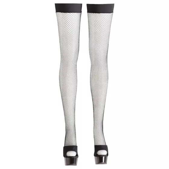 Cottelli - Black Fishnet Thigh-High Stockings - XL